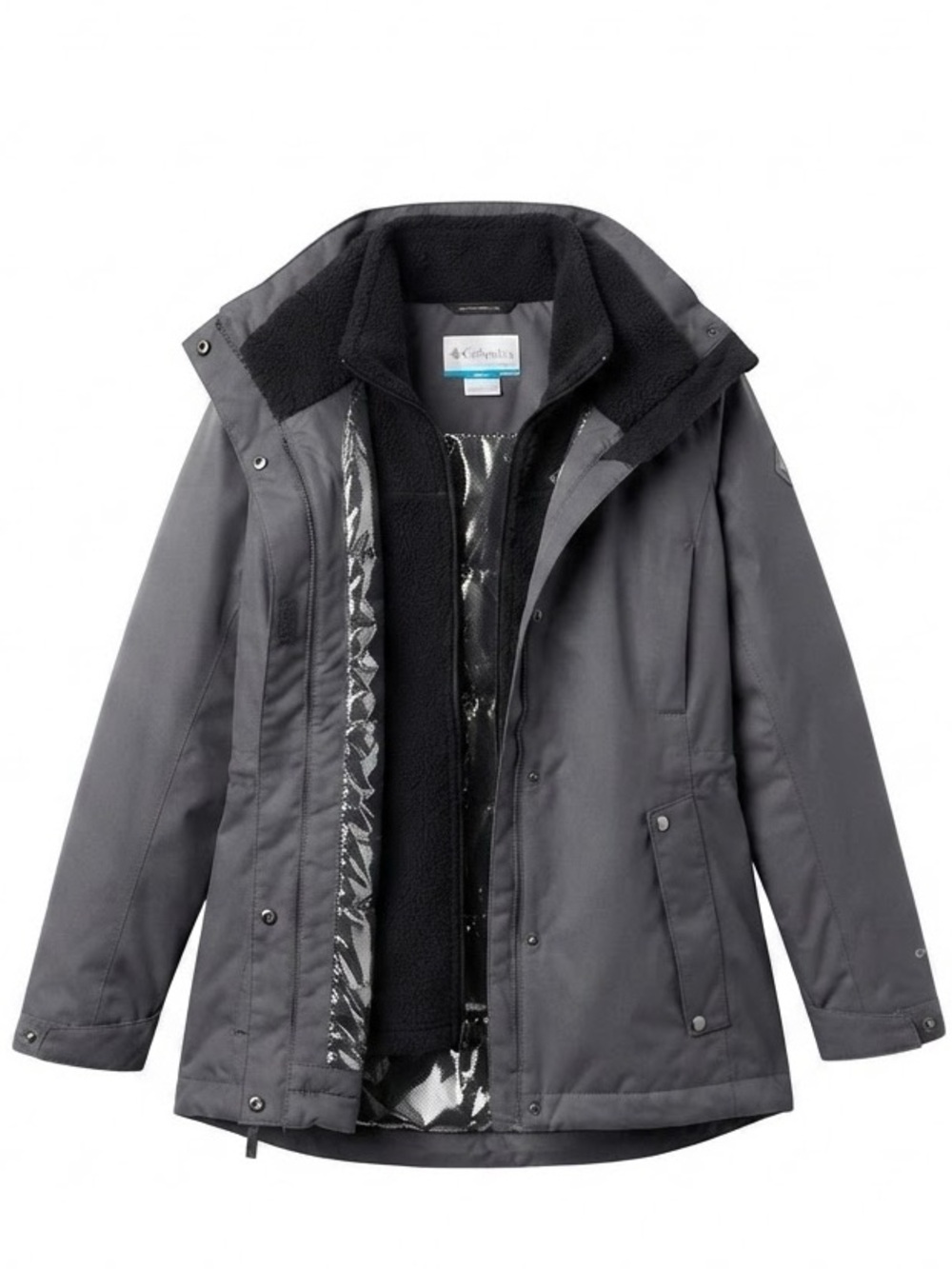 Columbia Black Omni-Heat Insulated Winter Parka Jacket Women’s Large Hooded